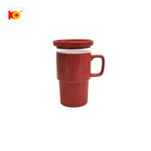 La fábrica personalizada de 11 oz rojo rojo taza de café con tapa